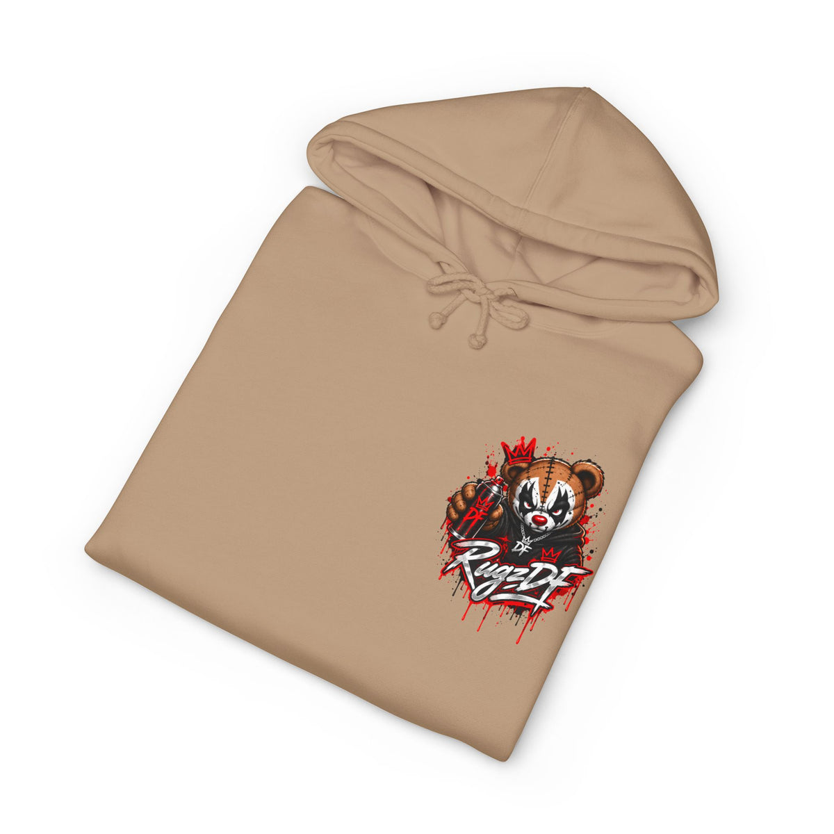 RugzDF Bear Heavyweight Hoodie – Left Chest Graphic Streetwear