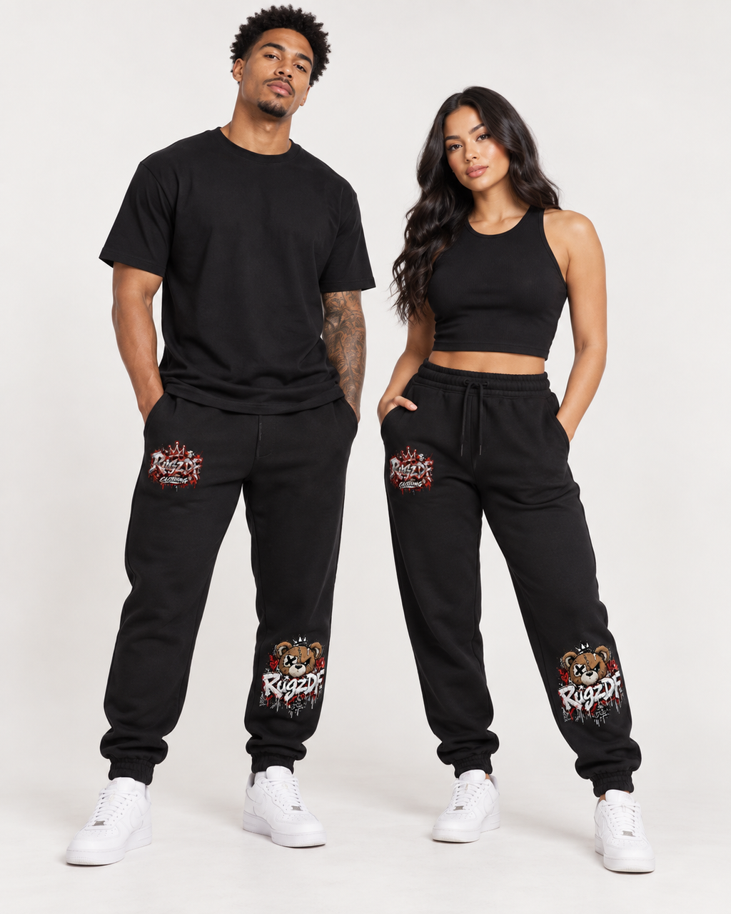RugzDF Horror Bear Joggers – Urban Graphic Sweatpants.