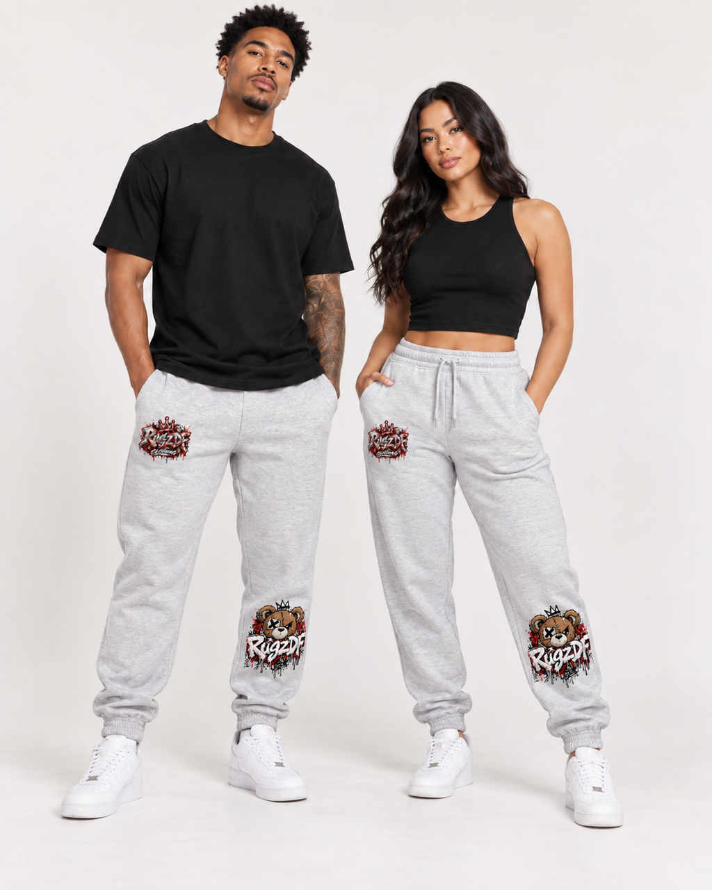 RugzDF Horror Bear Joggers – Urban Graphic Sweatpants.