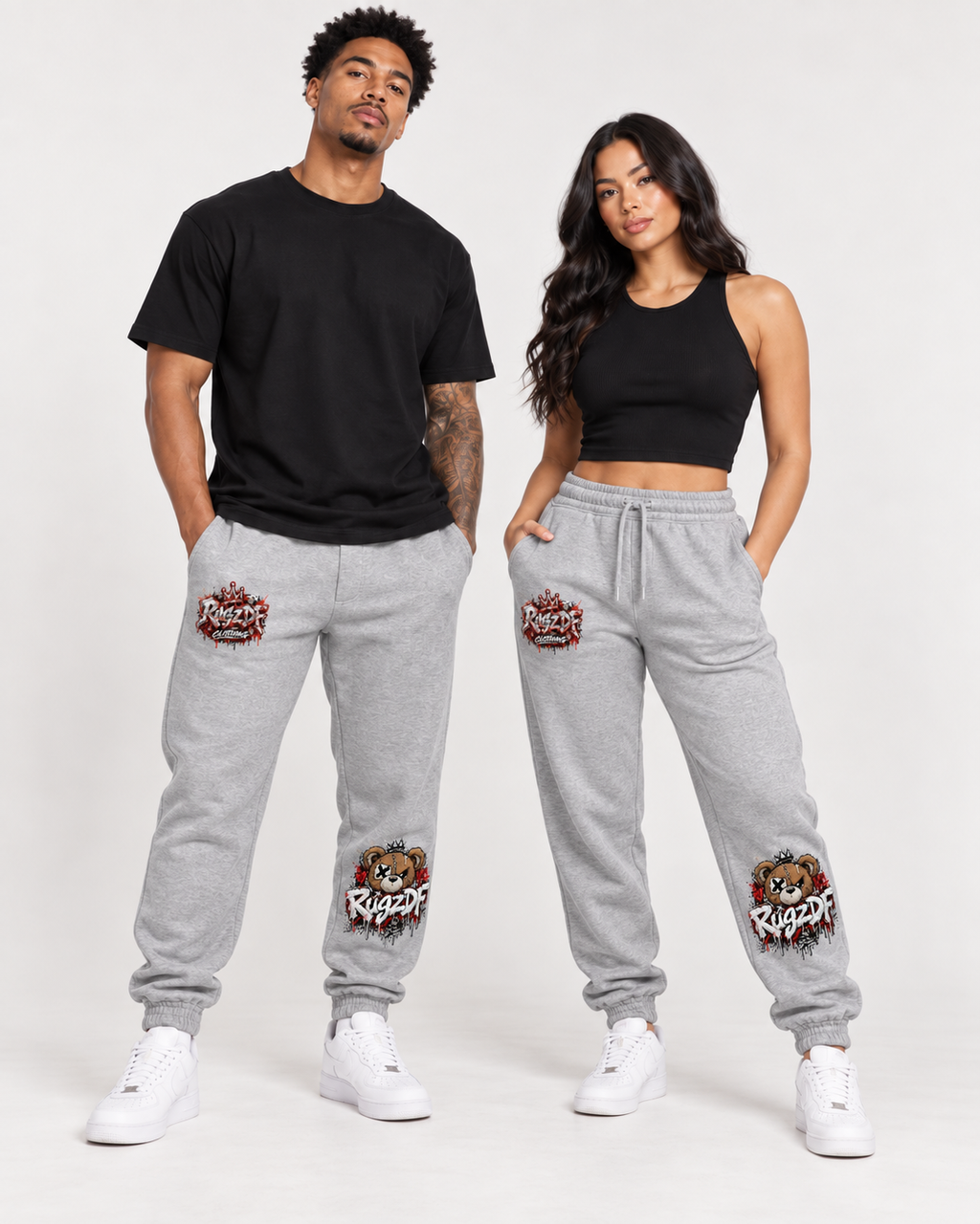 RugzDF Horror Bear Joggers – Urban Graphic Sweatpants.